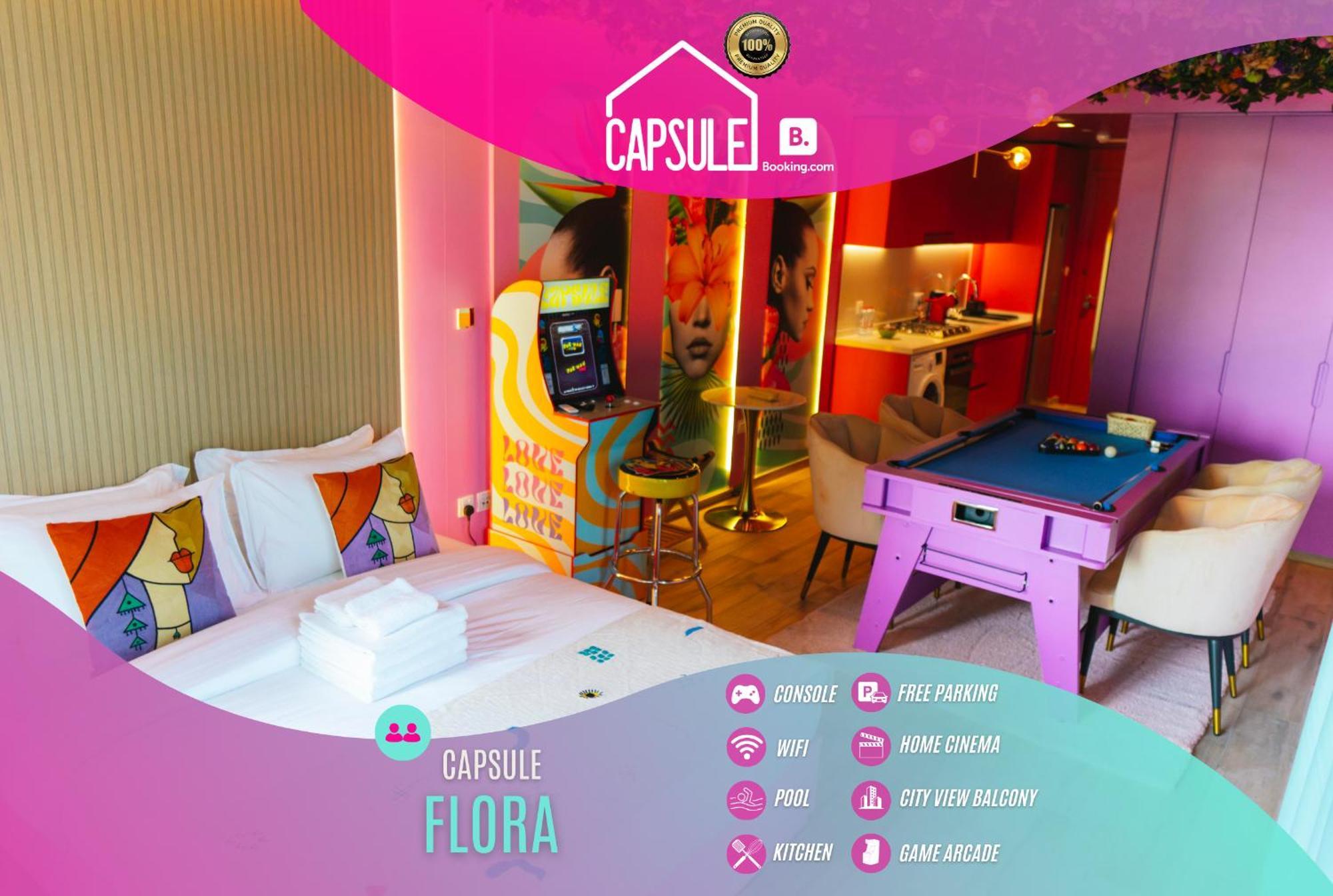 Capsule Flora Business Bay View Burj Khalifa-Pool Table-Game Arcade-Projector-Playstation 5 Apartment Dubai Exterior photo